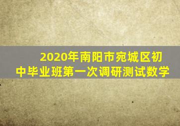 2020年南阳市宛城区初中毕业班第一次调研测试数学