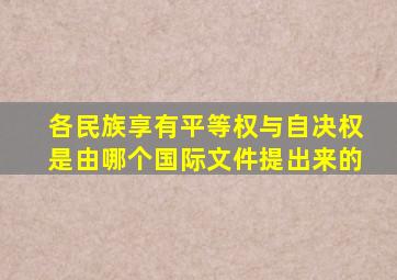 各民族享有平等权与自决权是由哪个国际文件提出来的