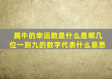 属牛的幸运数是什么是哪几位一到九的数字代表什么意思